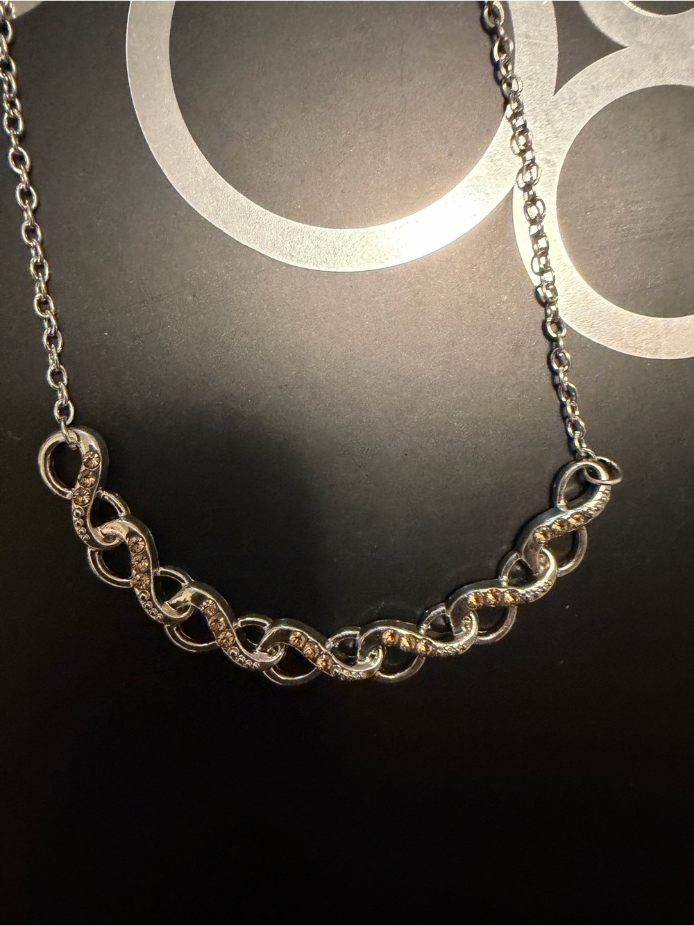 paparazzi Silver Pavé Link Necklace with Crystal Accents